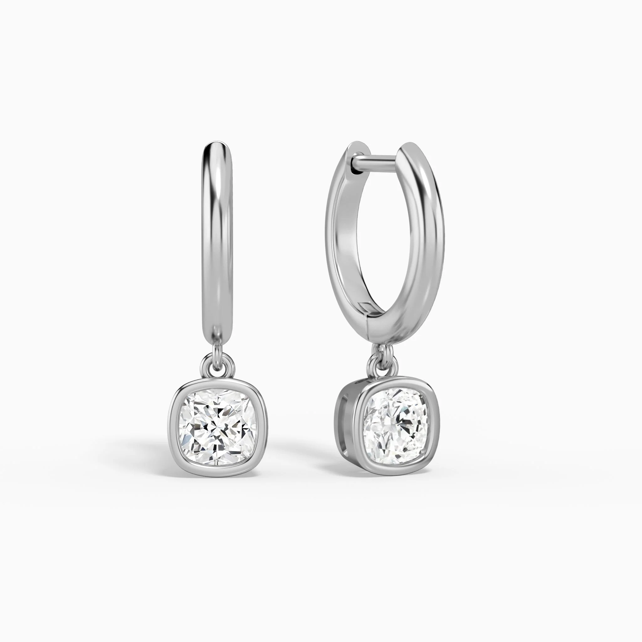 Lunelle Bezel Drop Diamond Huggie Hoops (14K Gold) | Jewelsentials Lunelle Bezel Drop Diamond Huggie Hoops (14K Gold) - Image 2