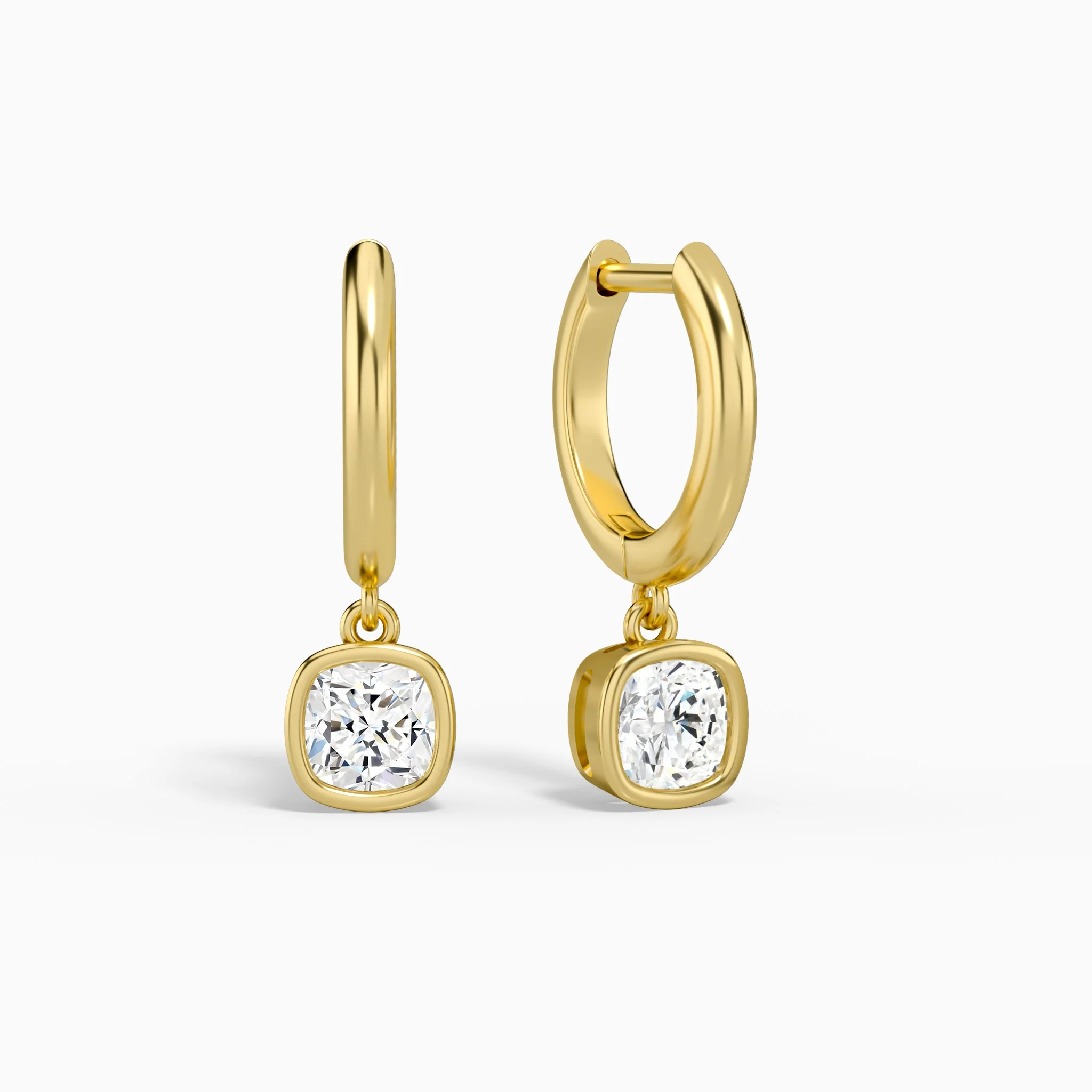Lunelle Bezel Drop Diamond Huggie Hoops (14K Gold) | Jewelsentials Lunelle Bezel Drop Diamond Huggie Hoops (14K Gold)