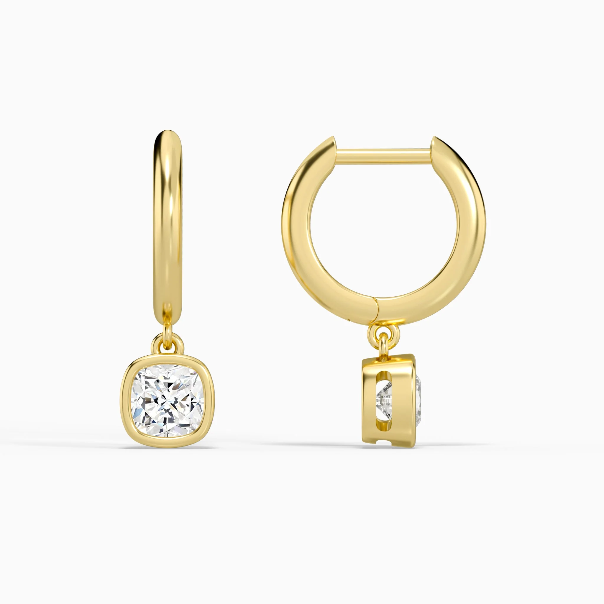 Lunelle Bezel Drop Diamond Huggie Hoops (14K Gold) | Jewelsentials Lunelle Bezel Drop Diamond Huggie Hoops (14K Gold) - Image 4
