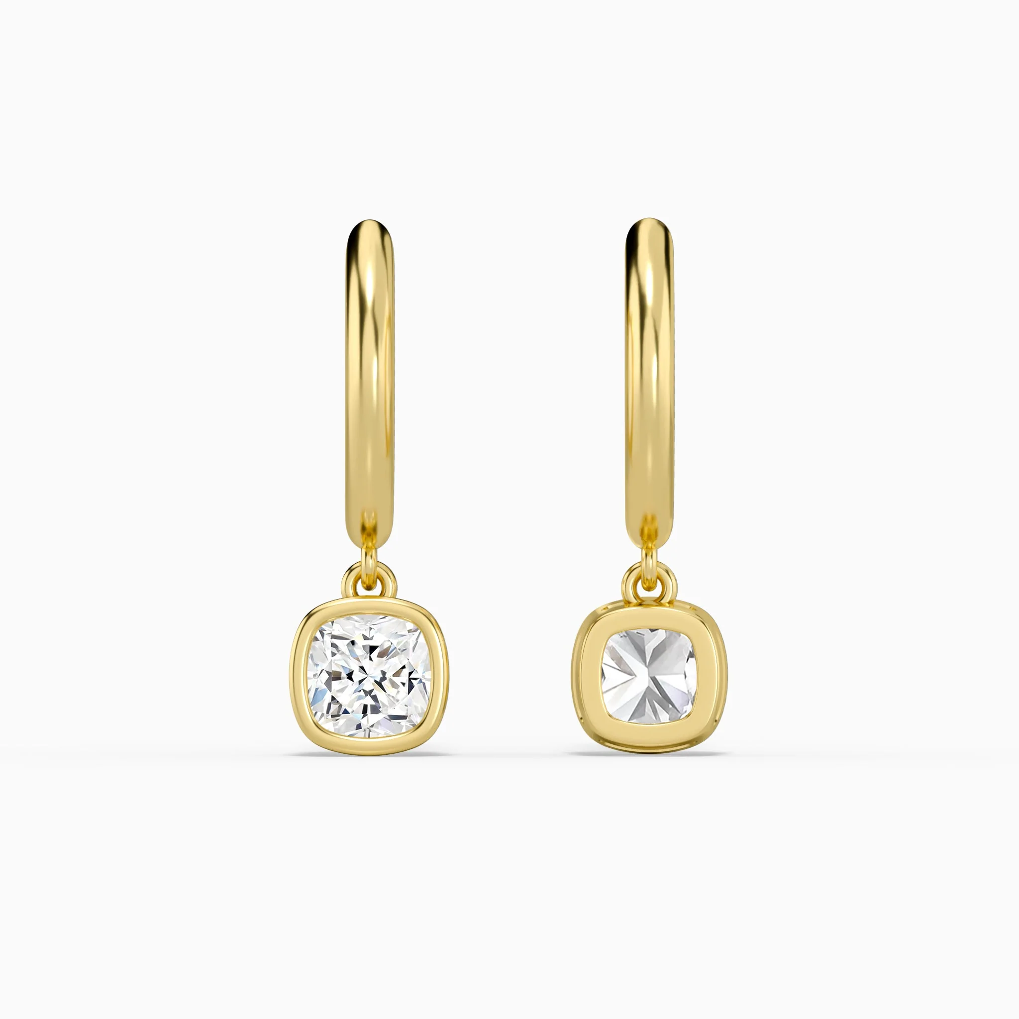 Lunelle Bezel Drop Diamond Huggie Hoops (14K Gold) | Jewelsentials Lunelle Bezel Drop Diamond Huggie Hoops (14K Gold) - Image 3