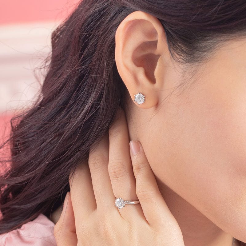 Liora Gleam Moissanite Stud Earrings (2 Ct) | Jewelsentials Liora Gleam Moissanite Stud Earrings (2 Ct) - Image 2