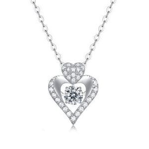 Amoura Heart Moissanite Halo Necklace (0.5 Ct)