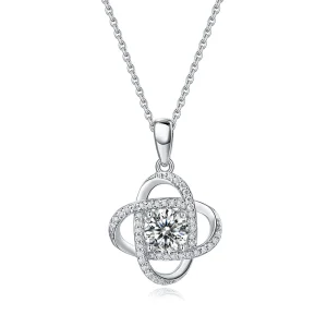 Lunaria Moissanite Halo Necklace (1 Ct)