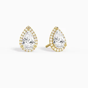 Aurella Halo Diamond Stud Earrings (14K Gold)