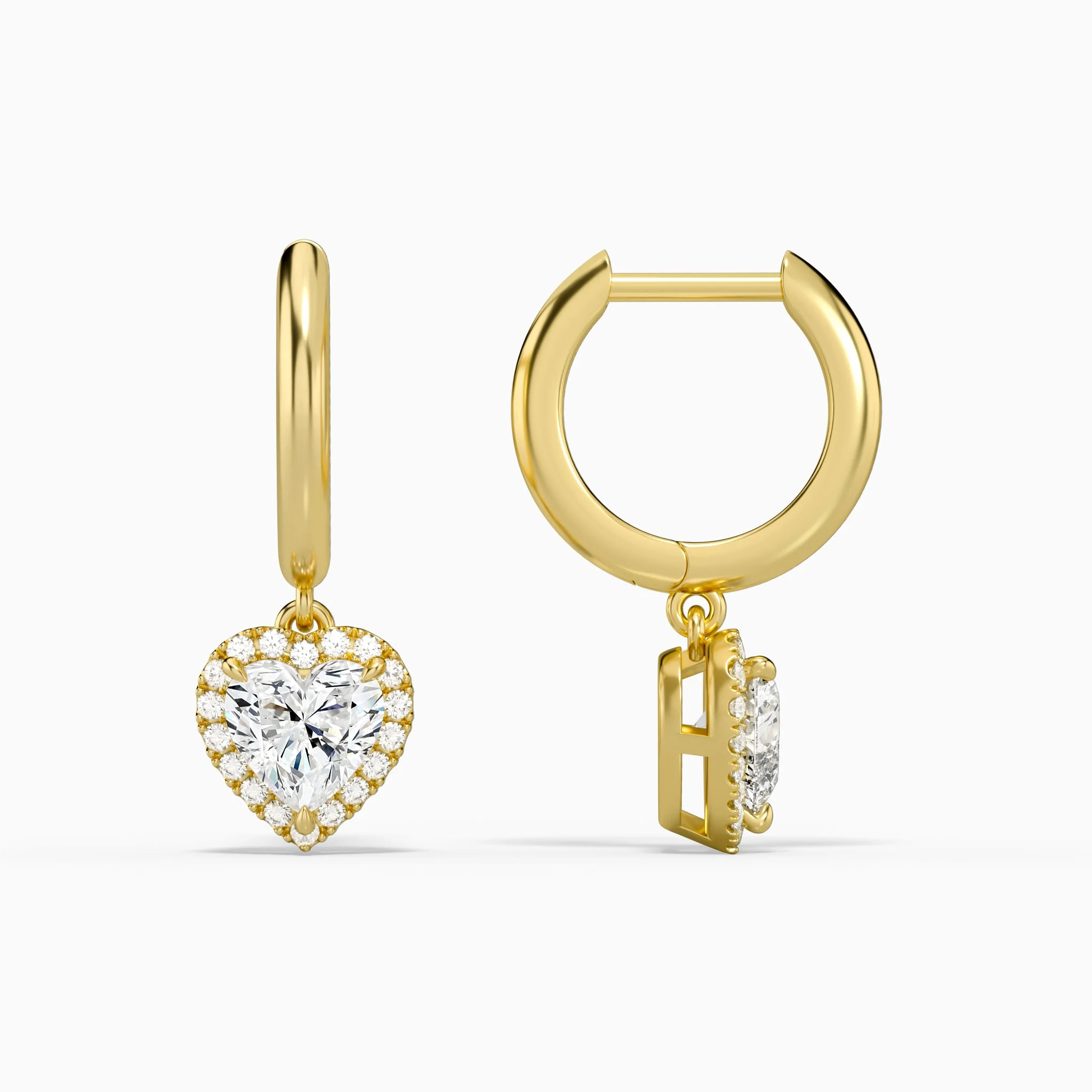 Soraya Luxe Halo Drop Diamond Huggie Hoops (14K Gold) | Jewelsentials Soraya Luxe Halo Drop Diamond Huggie Hoops (14K Gold) - Image 3
