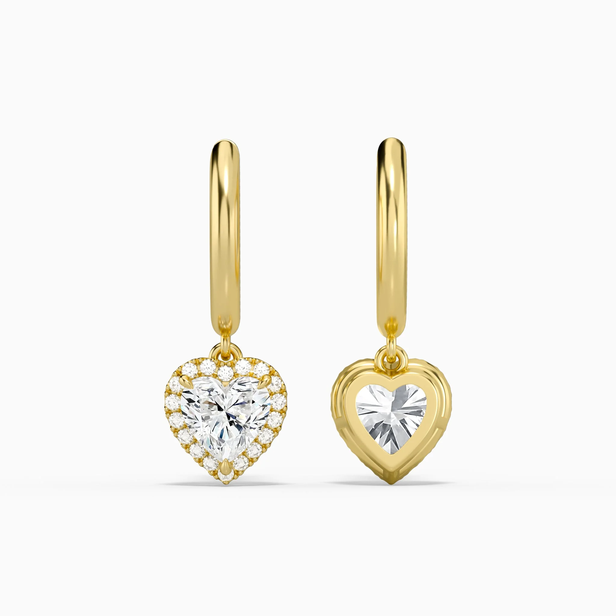 Soraya Luxe Halo Drop Diamond Huggie Hoops (14K Gold) | Jewelsentials Soraya Luxe Halo Drop Diamond Huggie Hoops (14K Gold) - Image 4