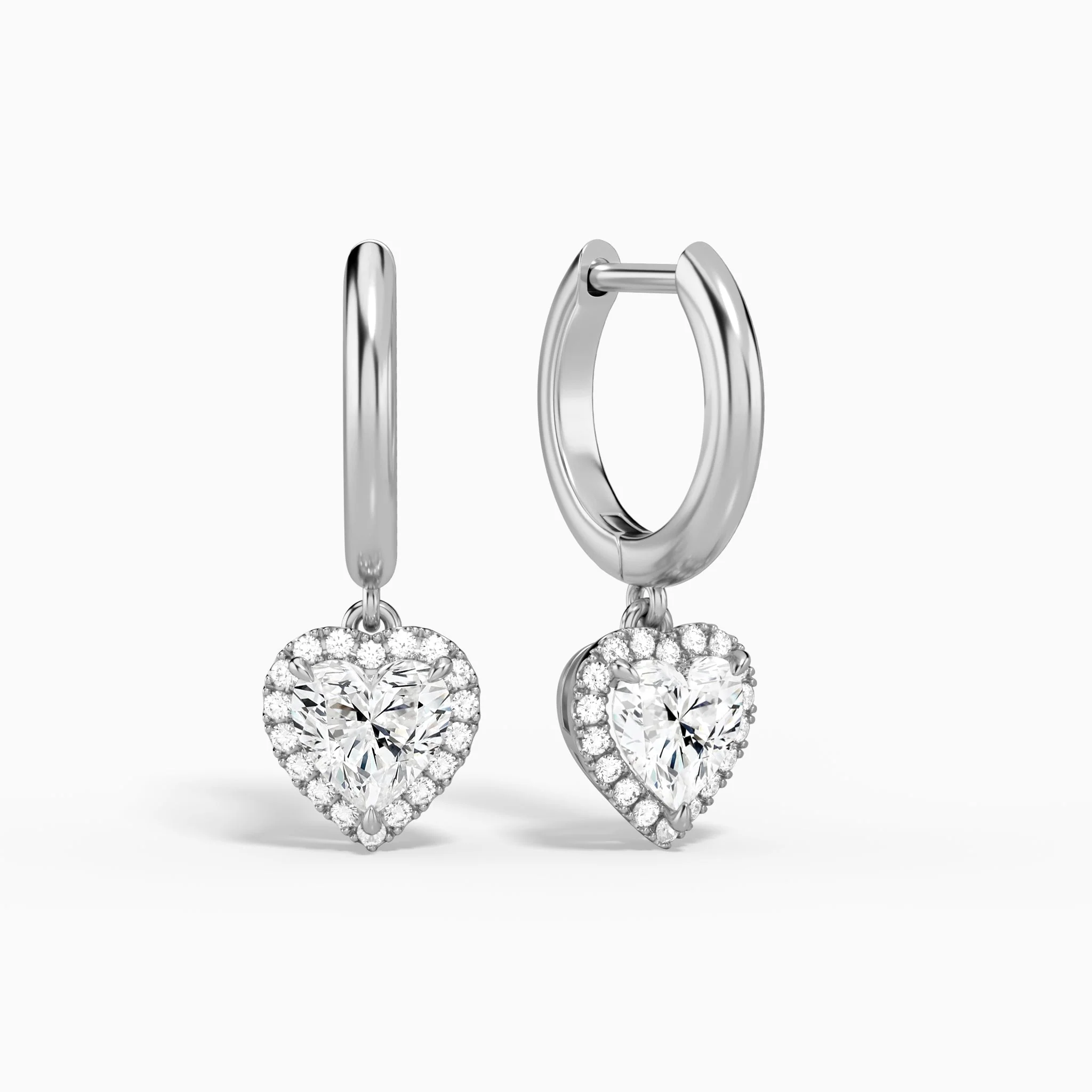 Soraya Luxe Halo Drop Diamond Huggie Hoops (14K Gold) | Jewelsentials Soraya Luxe Halo Drop Diamond Huggie Hoops (14K Gold) - Image 2