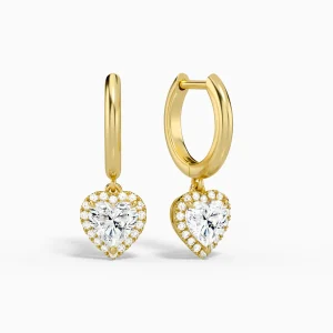 Soraya Luxe Halo Drop Diamond Huggie Hoops (14K Gold)