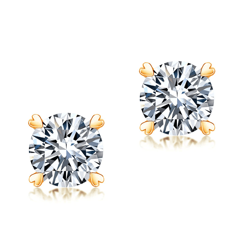Amora Bloom Rose Gold Moissanite Studs (2 Ct) | Jewelsentials Amora Bloom Rose Gold Moissanite Studs (2 Ct)