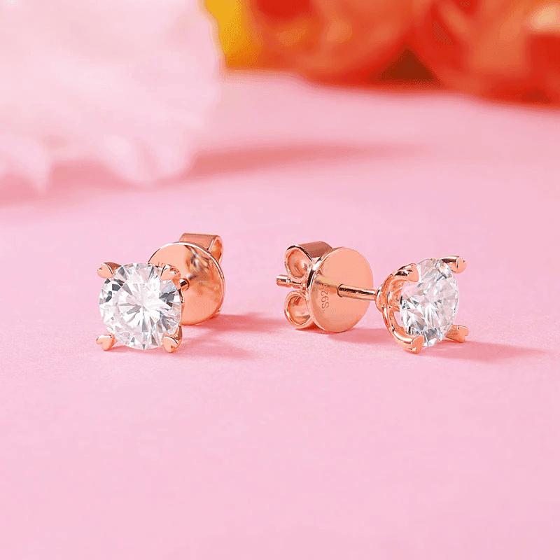 Amora Bloom Rose Gold Moissanite Studs (2 Ct) | Jewelsentials Amora Bloom Rose Gold Moissanite Studs (2 Ct) - Image 4