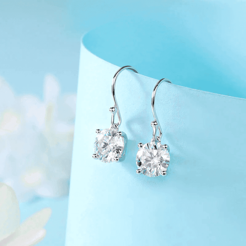 Starlit Grace Moissanite Drop Earrings (2 Ct) | Jewelsentials Starlit Grace Moissanite Drop Earrings (2 Ct) - Image 2