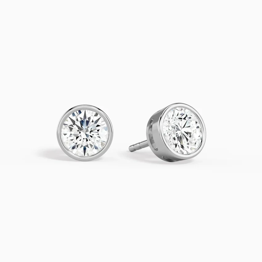 Seren Bezel Solitaire Diamond Stud Earrings (14K Gold) | Jewelsentials Seren Bezel Solitaire Diamond Stud Earrings (14K Gold) - Image 3